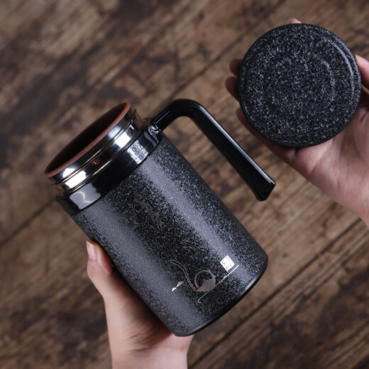 Qiyi Zisha Thermal Cup Men's High-end Tea Cup Business Gift Retirement Souvenir Gift Water Cup Custom Engraving LOGO Frosted Black Set (Gift Box)