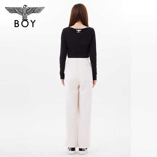 Junge London Männer und Frauen gleiche Stilhosen dunkel gedruckte Buchstaben Jacquard bequem und vielseitig mit breitem Bein N15051 Off-White s