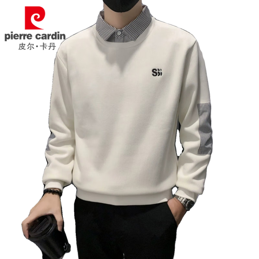 Pierre Cardin falso de dos piezas Sweinshirt Sweatshirt Men's Spring y Autumn Style Socking Socket Socket Men's 2025 NUEVO MAILLARD MAILLARD TOP 1392 Caki Regular M Sugerir 115Jin [Jin equivale a 0.5 kg]