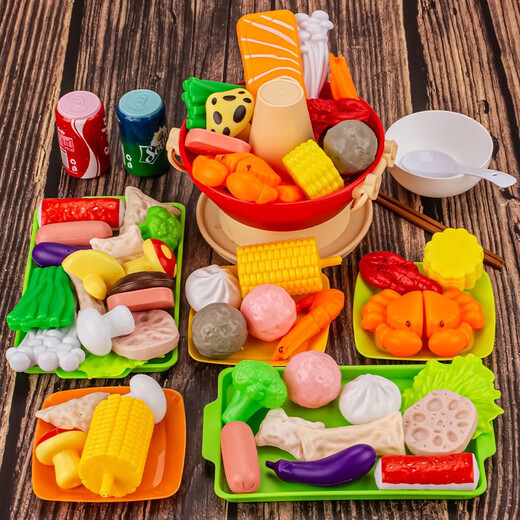 Benyan [27-piece set] Children's house play toys simulated barbecue BBQ toy hot pot grilled meat skewers set Barbecue skewers [27] set [with oven]