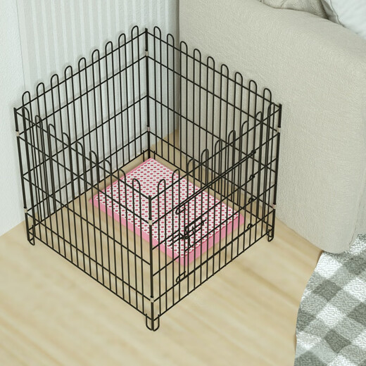 Dog Fence Dog Cage Indoor Home Folding Pet Fence Chicken Cage Teddy Dog Cage Metal Pet Fence Cage Black 80x90# (6 pieces) Fence (with suction cup straps + cotton nest)