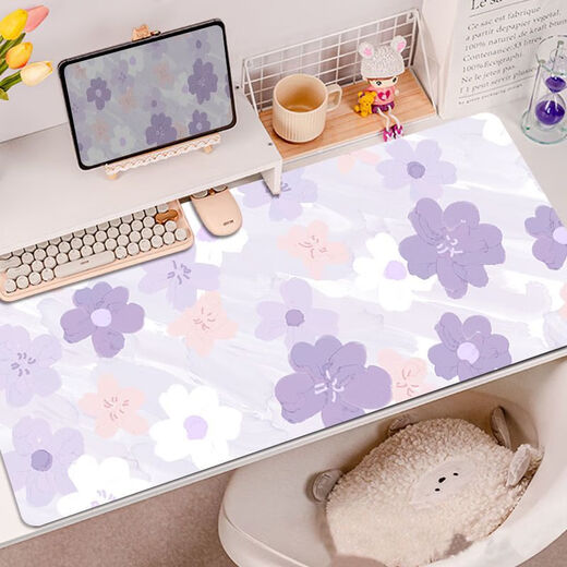 Ye yu lila Schmetterlingsblume Maus-Maus-Pad Super großes hochwertiges Mädchen Wache Computer Büro Schreibmatte Tischpolster RK-3892 丨 Lila verdickte Schließkante 80 cm * 30 cm 4mm