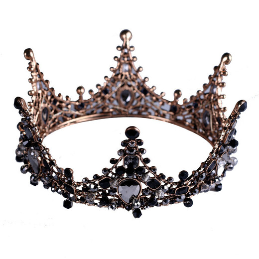 Shijun (SHIJUN) light luxury crown tiara for adults baroque retro black round crown atmospheric European style bridal tiara princess birthday HG040-2 crown gift box