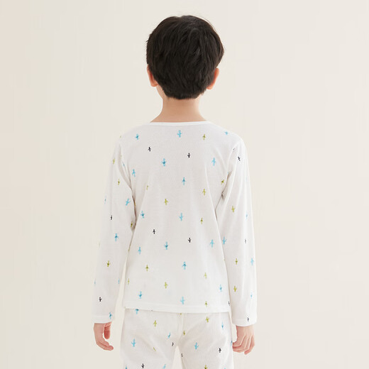 Hongdou Kinderpyjamas Jungen und Mädchen Hauskleidung reine Baumwoll-Langarmhose Anzug Frühling und Sommerauszug Klimaanlage J3271 160