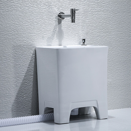 Rongjie super small home bathroom narrow mop pool desk control does not dirty hands household automatic drain mini balcony mop pool T19 desk control + installed seat faucet