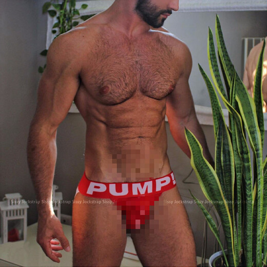 Sexy underwear 2 pairs PUMP trendy men's thong mesh double thong pants hollow buttocks exposed blue M H115-sapphire blue