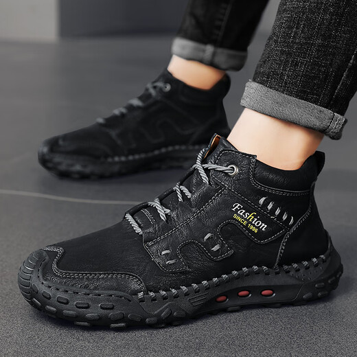 西域骆驼断码男款鞋大牌原单撤柜高帮男士真皮户外马丁靴防滑耐磨工装 卡其色[9501四季款] 40