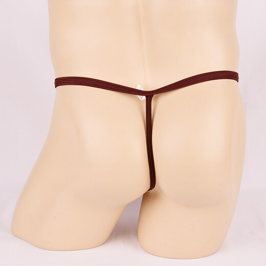 
Ye Zimei Men's sexy underwear Men's ultra-thin transparent lace seductive thong sexy underwear perspective T-pants 4086 Coffee color All size