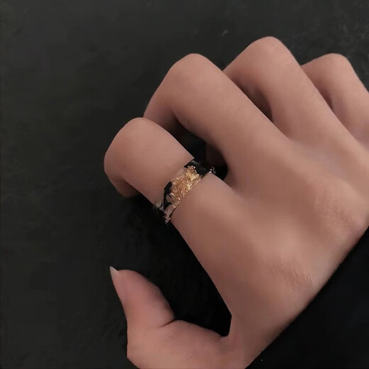 Colorful ink ring couple Internet celebrity ins2022 new resin gold foil original personality niche ring blue gold