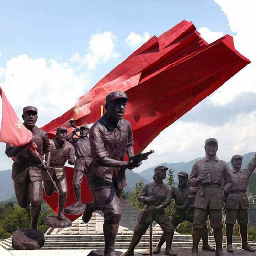 Ao Yanlai customized Red Army sculpture fiberglass cartoon Little Eighth Route Army statue character Long March across the grass relief large Cartoon Little Red Army sculpture Dingjin