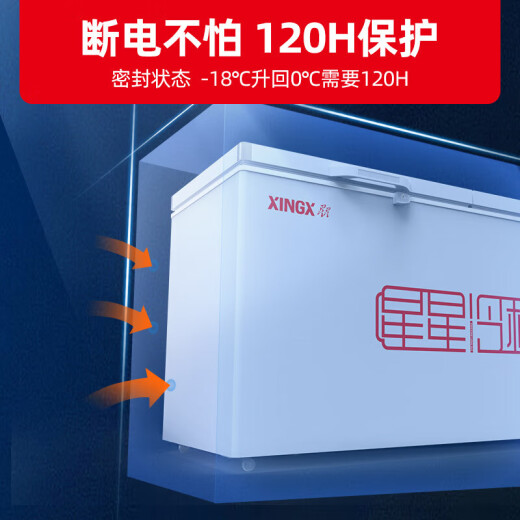 Xingxing (xingx) refrigerador de congelador de gran capacidad de gran capacidad horizontal, refrigeración y conversión del congelador, congelador de temperatura única, eficiencia energética de primer nivel de refrigeración de alta eficiencia, tiendas, supermercados, tiendas de conveniencia, helado rápido, transmisión interna precubier