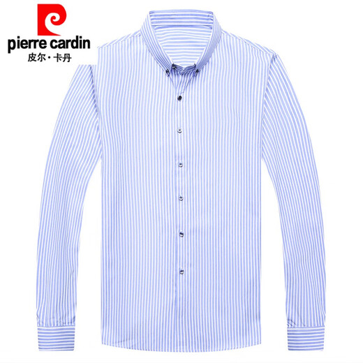 Pierre Cardin Camisa de manga larga para hombres Spring y otoño nuevo estilo con seda de hielo Seda delgada Camiseta transpirable Camisa para hombres ENCURSO 6627 Azul 165