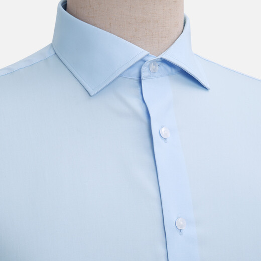 Guillaume de Mons pure cotton long-sleeved shirt blue men's French shirt business shirt slim wedding formal easy-care no-iron shirt blue twill 41