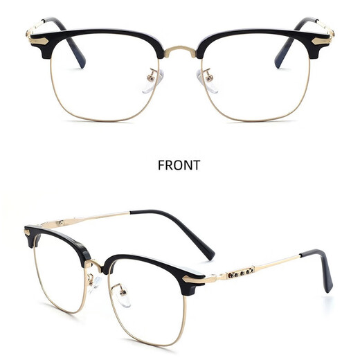 
Zhiya Yu Tong Jincheng same style pussy and handsome myopic glasses can be matched with half frame for men's Sven and Science and Technology men's ultra-light metal frame, bright black gold frame [mirror box cloth], no degree [anti-blue light], next day for Kyokura