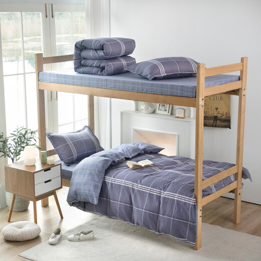 Red bean thickened pure cotton student three-piece soft children's dormitory bunk sheets, quilt cover, pillow and quilt multi-piece set Xirui style-grey three-piece set/1.5*2.0cm quilt cover+sheet+pillowcase