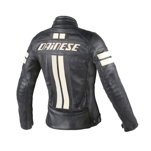 Dainese/Dennis Lola 5 Damen-Klassiker Retro Casual Lederjacke, Motorrad-Frauen-Reitkleidung, Motorrad-Lederjacke 724/Black-Moonlight White (Lola D1) 36
