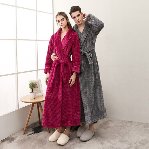 Fin de l'année, peignoir épaissi, pyjamas Velvet Beibei pour hommes et femmes, Yukata 1506 Gray Men 3XL de Flannel étendu et plus grand, 140-200jin [Jin équivaut à 0,5 kg]]]