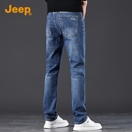JEEP-pantalones vaqueros de alta gama para hombre, pantalón informal, holgado, recto, elástico, ajustado, de marca de moda, otoño e invierno, 2025