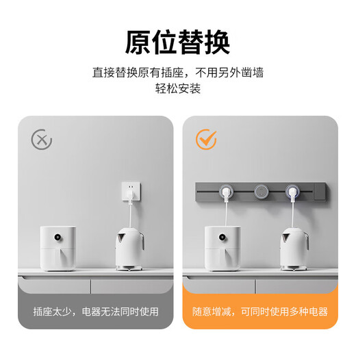 International Electrician Type 86 surface-mounted one-button power-off track socket home kitchen wall-mounted movable slide rail multi-position five-hole plug-in master control switch with USB fast charging source panel 50cm+3 five-hole black