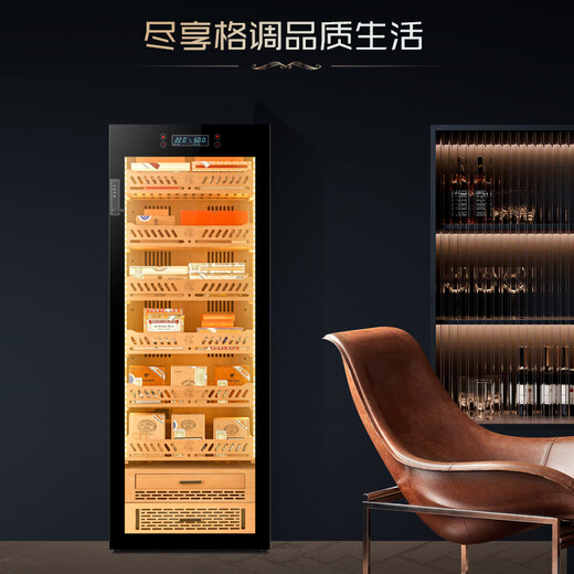 Huilai COMEBACK YC-6800 compressor cigar cabinet constant temperature and humidity household cedar wood cigar humidifier YC-6800 classic black