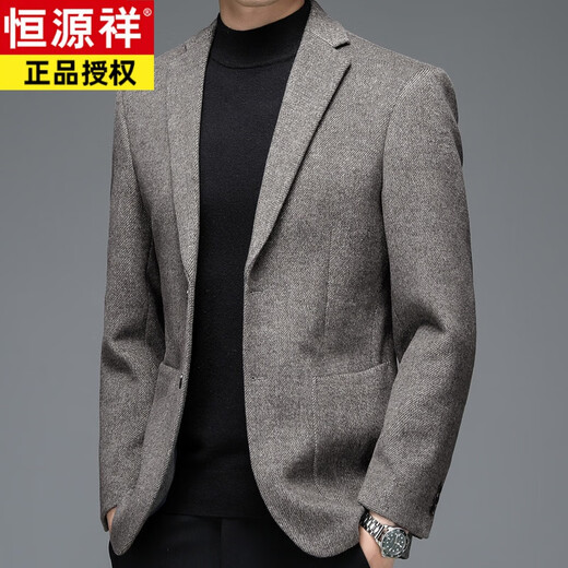 Hengyuanxiang (HYX) new wool suit men's autumn and winter business formal suit casual suit single piece top men's jacket beige L