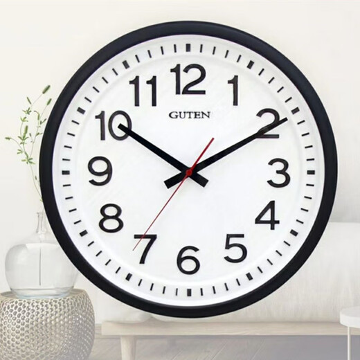 GUTEN horloge silencieuse salon moderne simple horloge murale à quartz ronde remarquable grande police horloge murale autres 3883 noir mat diamètre 34 cm