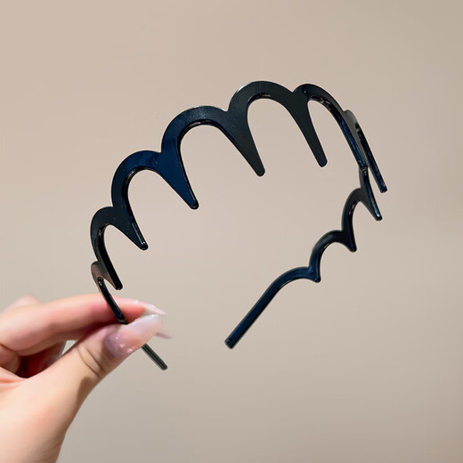 Zuoou dual-purpose large wavy hair hoop for women with bangs and broken hair, hairpin high skull top 2025 new headband with texture pure black