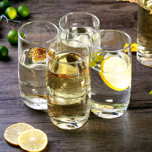 Lemeiya French bow and arrow household glass heat-resistant transparent water cup brew tea cup drinking water cup entertaining green tea cup milk cup high-end 6 packs (290ML) + tray-13790