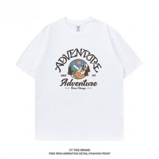 
BEBW American fashion brand summer printed short-sleeved T-shirt men's 2024 new loose retro versatile base shirt casual top fruit green T-shirt-3884 S [75-95Jin[Jin equals 0.5 kg]]