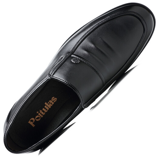 Portures leather shoes men's British slip-on business casual shoes lightweight soft sole Loaf formal shoes men 9526 black 39