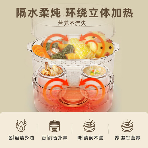 Bear electric stew pot, electric stew pot, stew pot, electric stew pot, soup pot, stew pot, water-proof stew, baby porridge pot, porridge, bird's nest stew pot, small 1-2 people DDZ-C10V1 1L