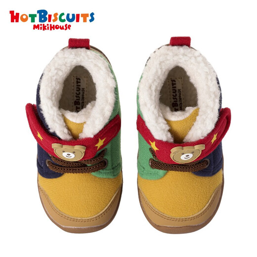 MIKIHOUSE Toddler Cotton Shoes Autumn and Winter Binns Bear Lined Velvet Warm Toddler Shoes Upturned Toe Comfortable HOTBISCUITS Multicolor 13 (Suitable for feet 12.5cm long)