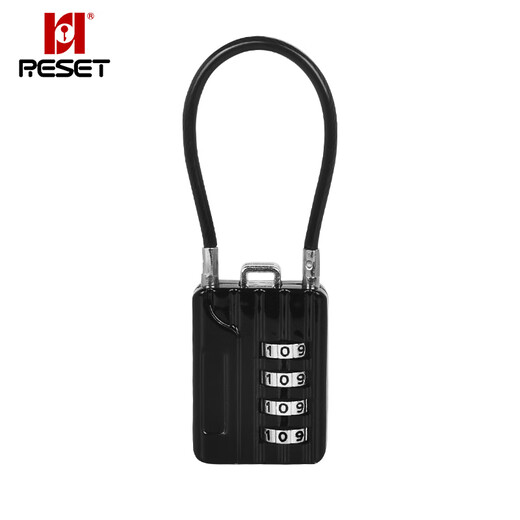 RESET small combination lock padlock suitcase bag lock backpack password padlock steel cable locker lock black 12cm R200