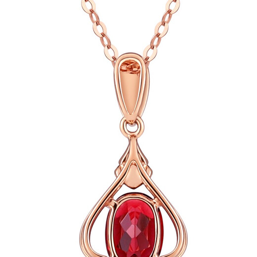 Laomiao 18K gold garnet pendant, colorful pendant for women, Chinese Valentine's Day gift for girlfriend (not including necklace), total weight is about 1.05g