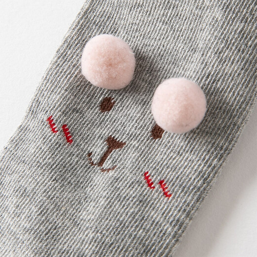 DAVE&BELLA children's dance socks, girls' socks, girls' socks, elastic pantyhose, children's spring bottoming socks, toddler anti-slip socks, floral gray 80cm (recommended height 73-80cm)