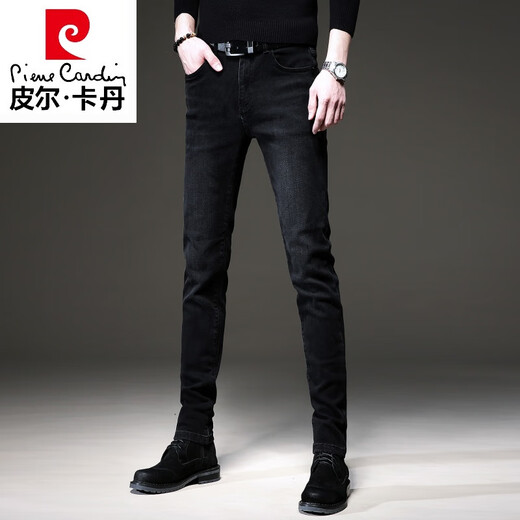 
Pierre cardin autumn trend European high-end jeans men's Korean style small feet pants trendy brand stretch men's casual trousers 1048 black regular 28