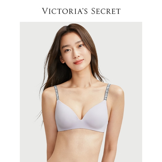 Victoria's Secret has been removed from the shelves. The font has not been changed. Soft and breathable logo letter shoulder straps without wires for women's bra and underwear 08P7 pink and purple 11227504 34B
