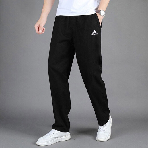 阿迪达斯（adidas） 男裤 25夏新款运动裤舒适棉质透气休闲裤时尚针织直筒毛圈长裤子 拍小一码/GK9273 S