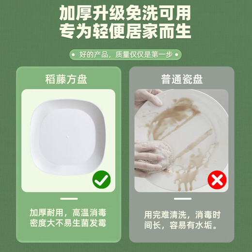 Rice husk disposable dinner plate, biodegradable, thickened, waterproof and oil-proof, barbecue fruit disc, camping and picnic utensils, 7-inch rice husk dinner plate, 10 pieces/set