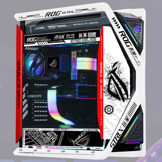 ASUS (ASUS) ROG GR701 Создание Божье дело о снежном случае, дует снежного дела Ева Асука Co-Brened Desktop Case Argb Light Board Полная башня на заказ белый корпус мощный охлаждение водяной охлаждение rog Страна игрока (черно-белое создание God + Light Board)