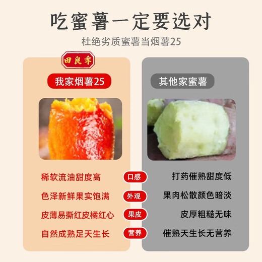 Tian Liangji Shandong Yantai Yanshu No. 25 Honey Potato Candy Heart Flow Oil Red Sweet Potato Farm Roasted Sweet Potato Fresh New Year Gift 9Jin Jin is equal to 0.5 kg. 80% of the people selected it and it is super cost-effective. The cream of the crop丨5A quality丨Single fruit 3-8 taels
