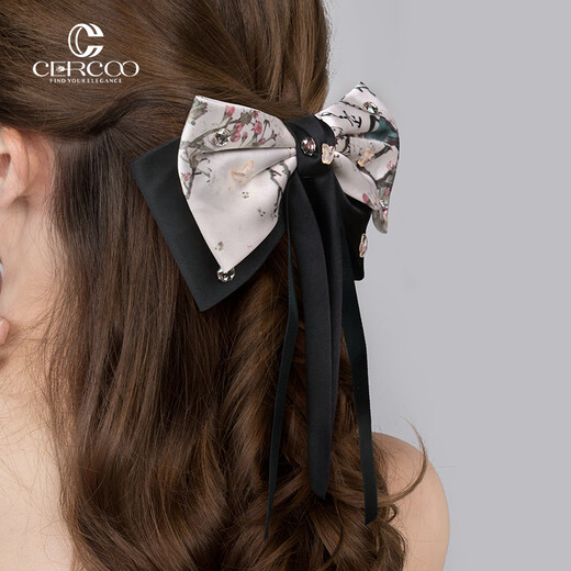 Cercoo Magpie Dengmei New Chinese Style Bow Tassel Hairpin Ponytail Half Clip Back of the Head Hair Accessory as a Gift for Your Girlfriend