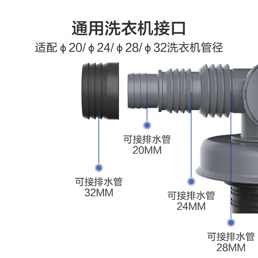 
JOMOO washing machine floor drain connector two-way three-way anti-overflow and anti-reverse sewer seal cover odorproof floor drain connector [two-in-one washing machine drain 9B690]
