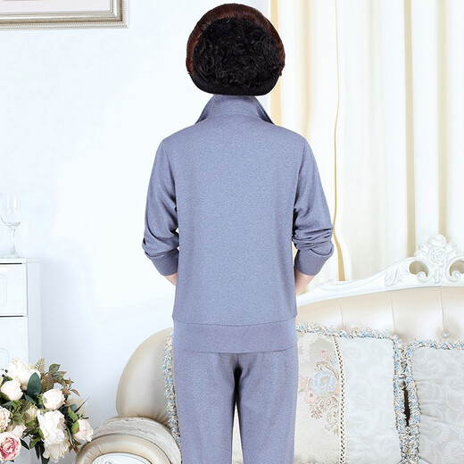 邦奥瑞达中老年运动套装女春秋妈妈春装三件套大码中年妇女晨练运动服外套 3923浅灰（春秋款） 4XL（建议142-155斤）