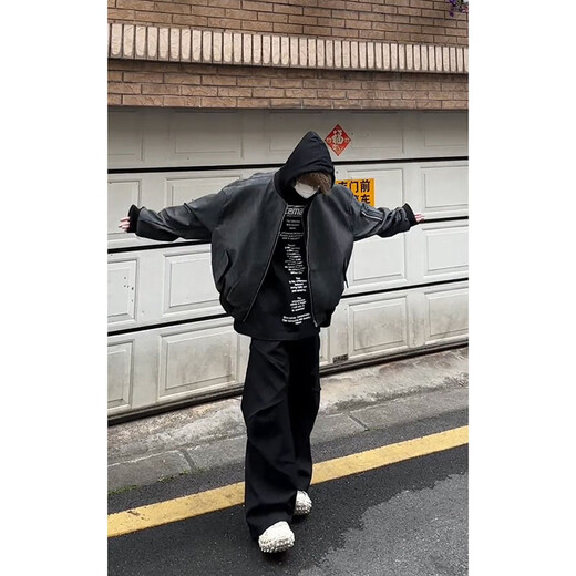 7 excellent products casual quilted warm jacket men's autumn and winter handsome hunting jacket fake two-piece outdoor hooded baseball uniform top GWHG-MY31 black and gray quilted XL 170-175cm 155-180Jin Jin equals 0.5 kg