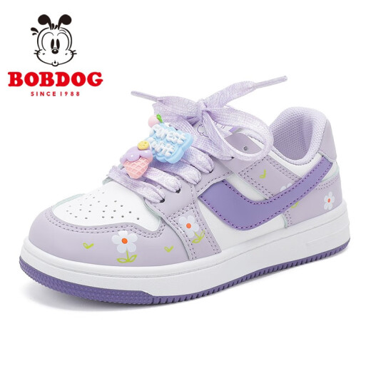 BOBDOG Girls' Shoes 2024 Spring and Autumn New Little Girls Pink Sports Shoes Non-Slip Medium and Large Children's Breathable Children's Shoes 1033 - Pink Purple Size 32 Inner Length 20.5cm