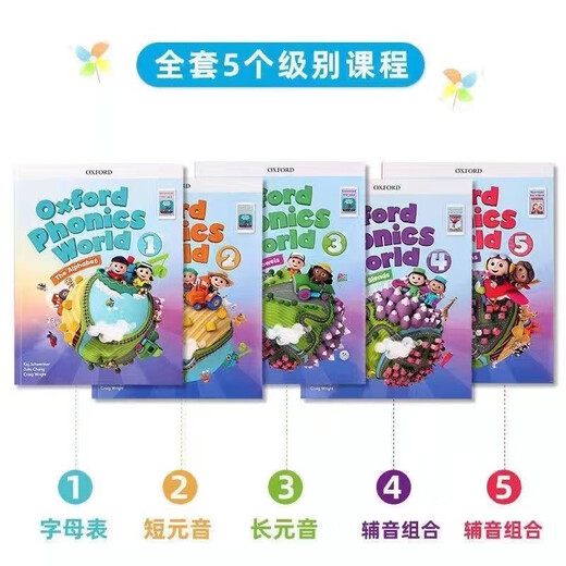 新版牛津自然拼读教材Oxford Phonics World 1/2/3/4/5级支持点读 点读版1级课本+练习册高品质 送