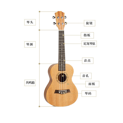 Ukulele Ukulele Pfirsich Blossom Core Mini Kleine Gitarre 23-Zoll 23-Zoll-Pfirsich-Blossom-Kern-Dressingliste + Pfirsichblüte Kern Rückseite Seite