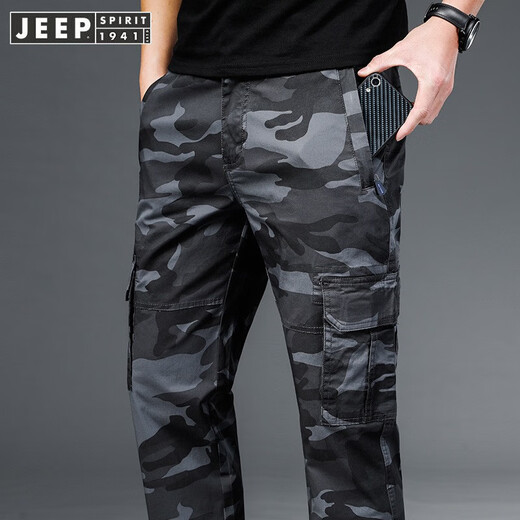Jeep (Jeep) Herbst und Winter plus Samt verdickte Herren-Tarnarbeitswege Outdoor Multipocket Casual Long Hose große Lauer-Casos-Hosen [J9926 Militärgrün] plus Samt M [Taillenumfang 2 Fuß 2-2 Fuß 3]