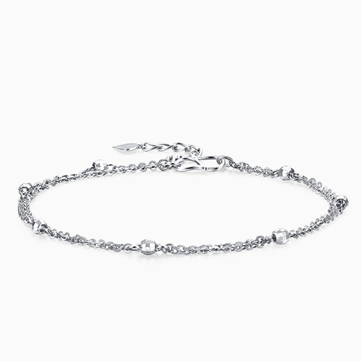 Pt.Charm platinum bracelet adjustable women's round bead bracelet birthday gift pt950 platinum double-layer hand ornaments Chinese Valentine's Day gift in stock 3.3-3.4 grams, about 16 cm long